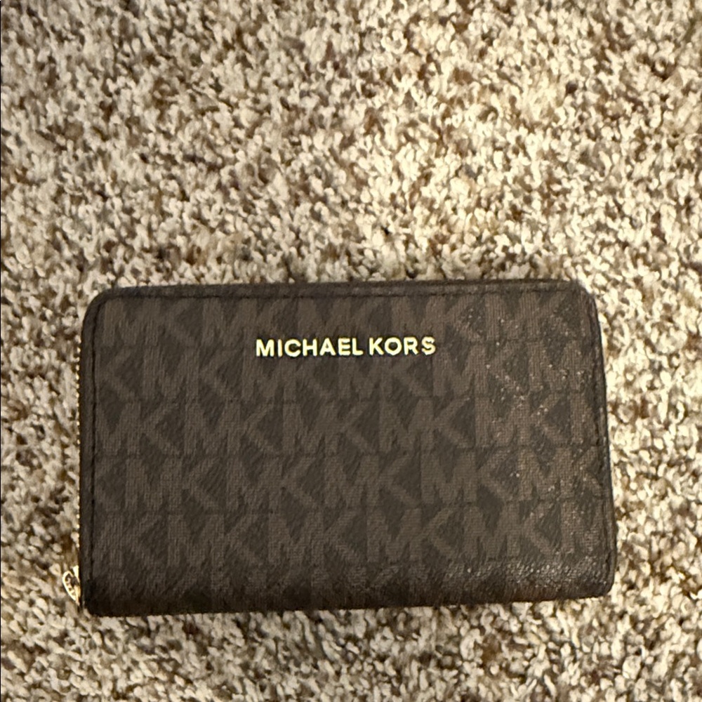 Michael Kors Dark Brown Zip-Around Wallet